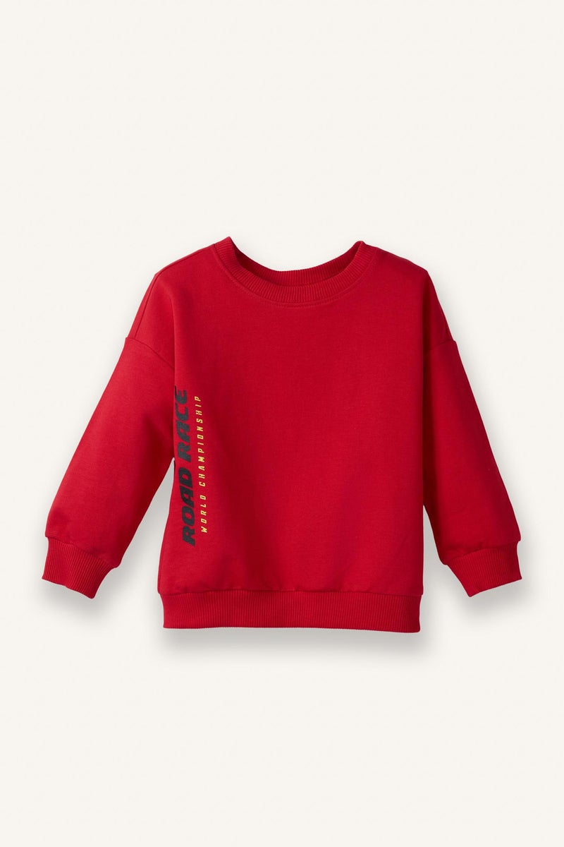DeFacto Red BabyBoy Baby Boy Crew Neck Printed Sweatshirt Casual - Image 3